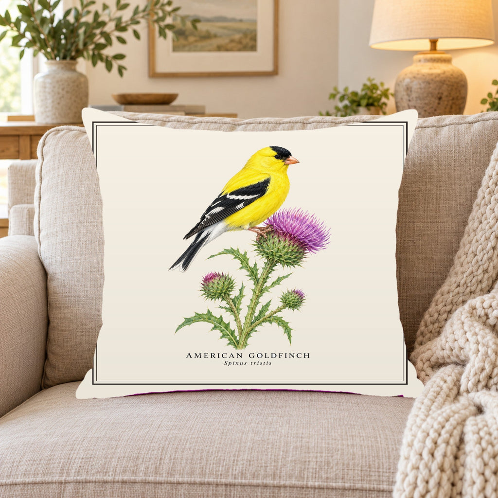 American Goldfinch Field Guide Throw Pillow Cover