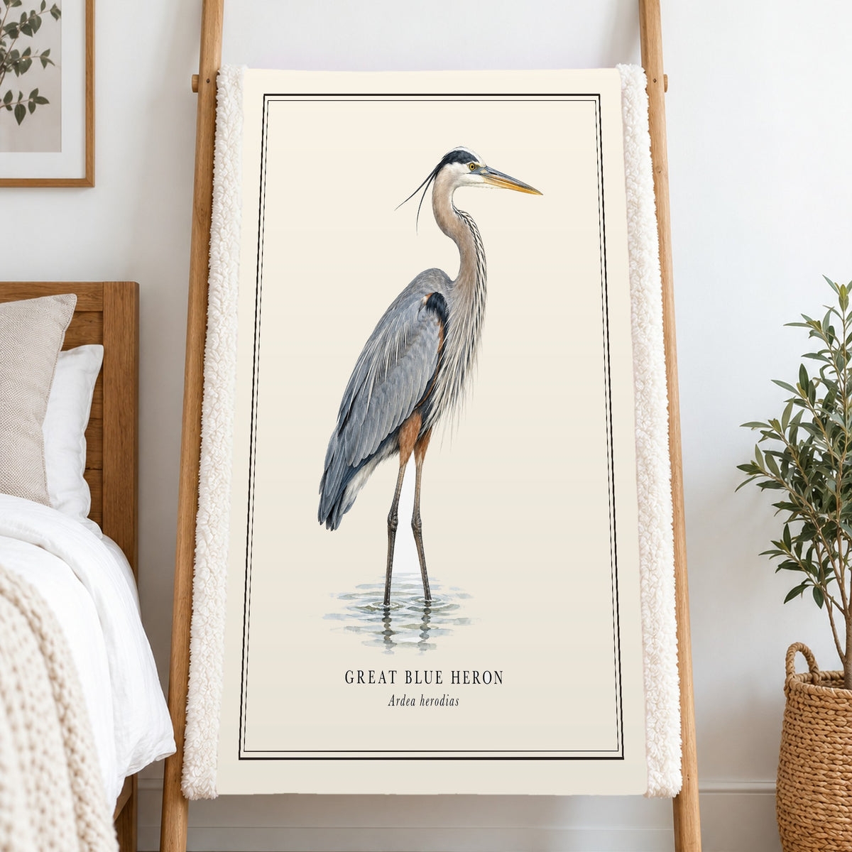 Great Blue Heron Field Guide Sherpa Blanket