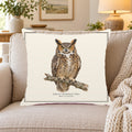 Great Horned Owl Field Guide Throw Pillow Cover