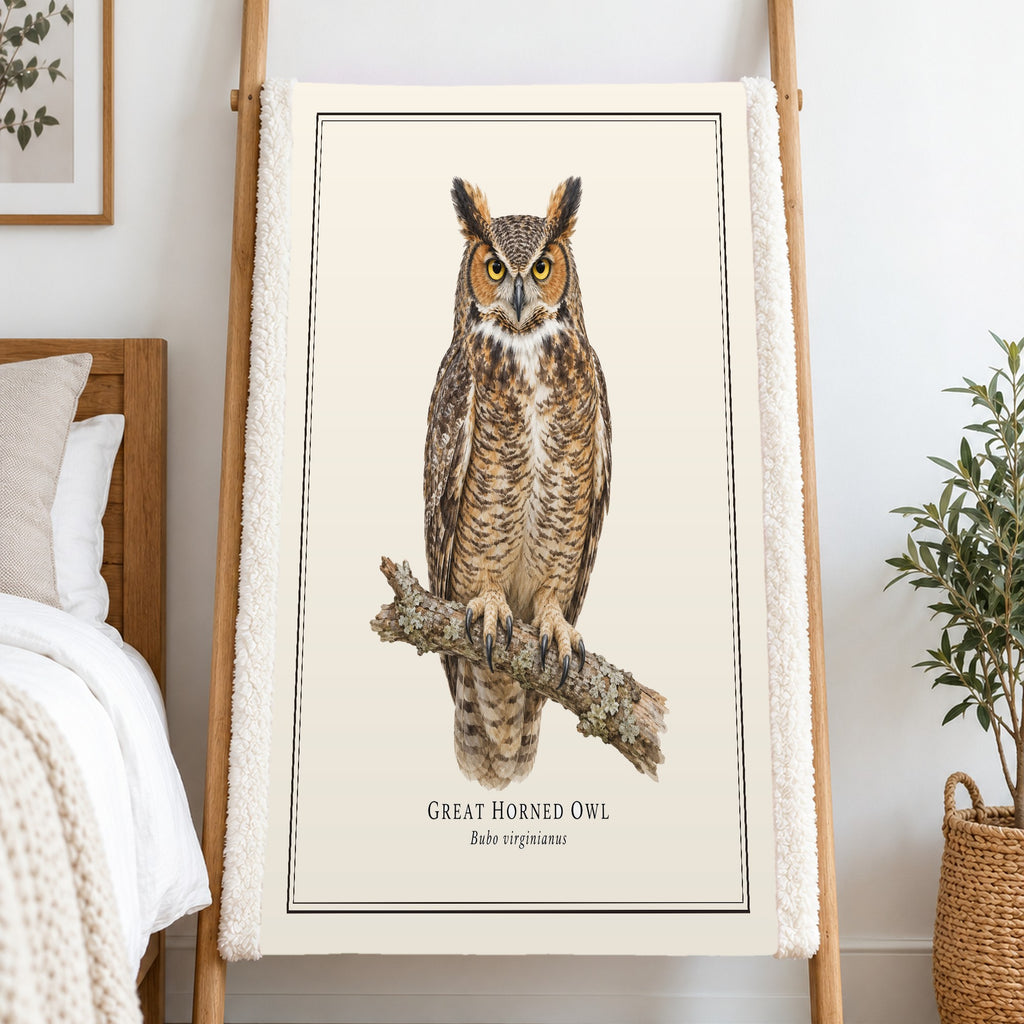Great Horned Owl Field Guide Sherpa Blanket