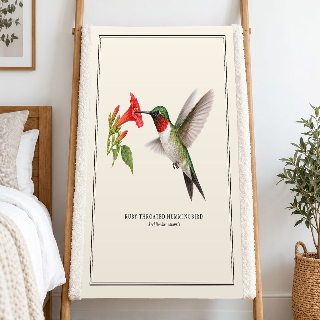 Ruby-throated Hummingbird Field Guide Sherpa Blanket
