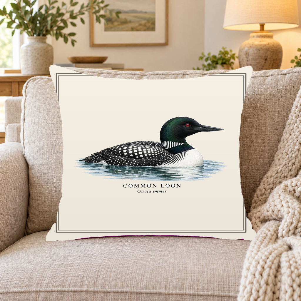 Common Loon Field Guide Throw Pillow Cover
