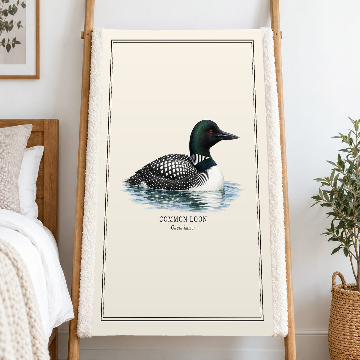 Common Loon Field Guide Sherpa Blanket