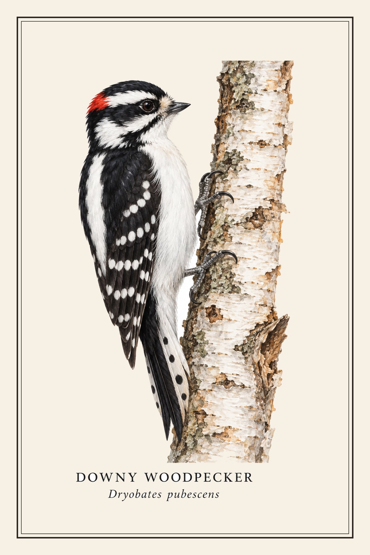 Downy Woodpecker Field Guide Canvas Print – design