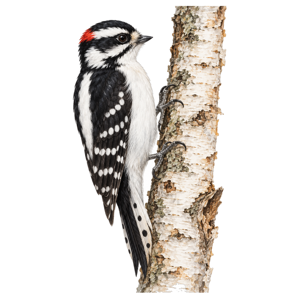 Downy Woodpecker Field Guide Suncatcher – design