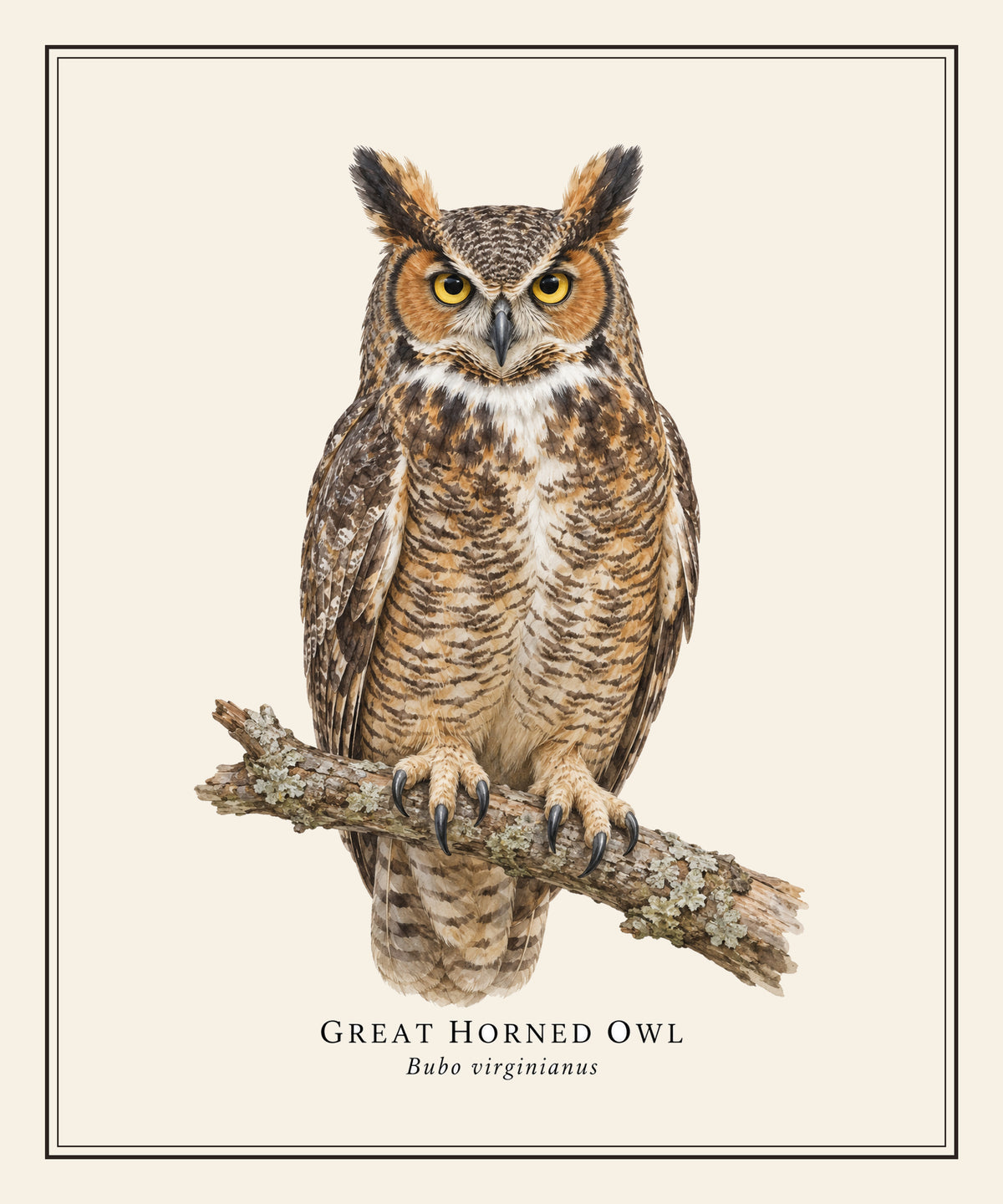 Great Horned Owl Field Guide Sherpa Blanket – design