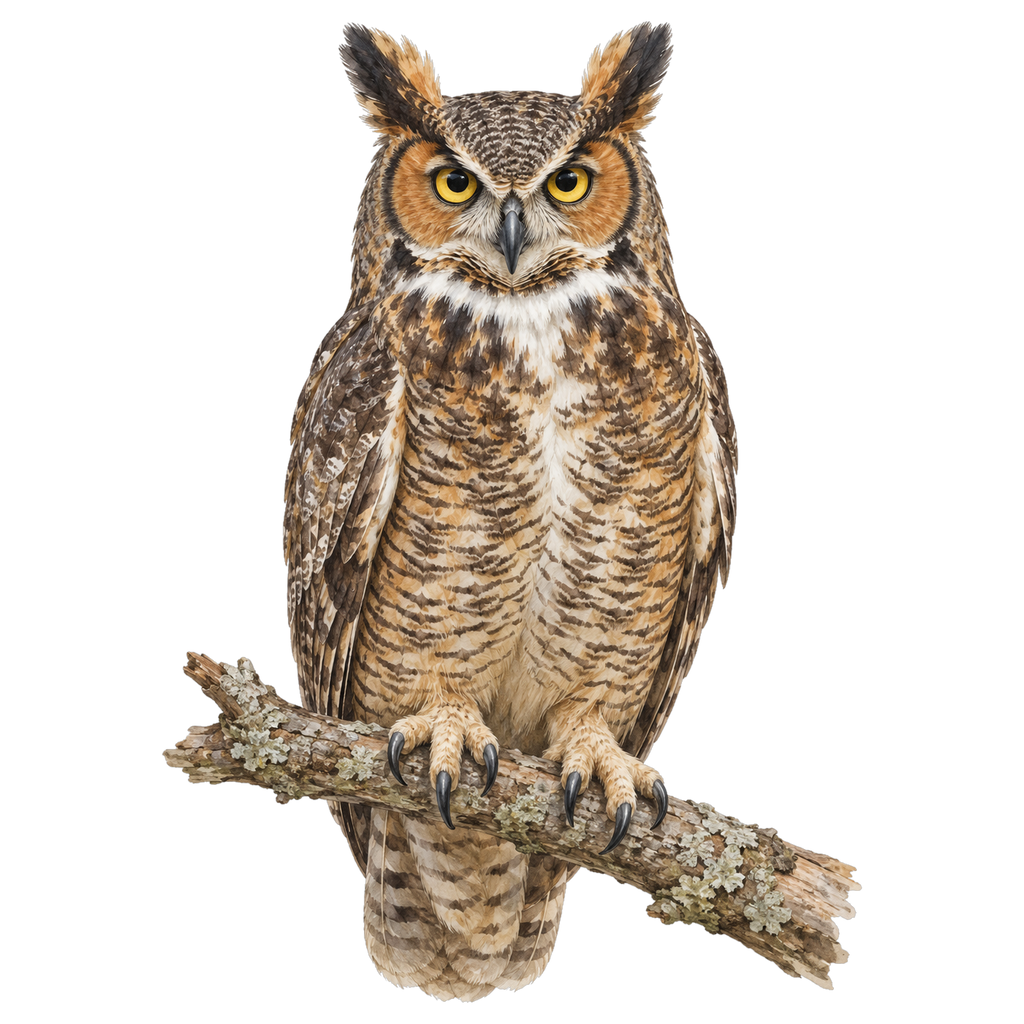 Great Horned Owl Field Guide Suncatcher – design