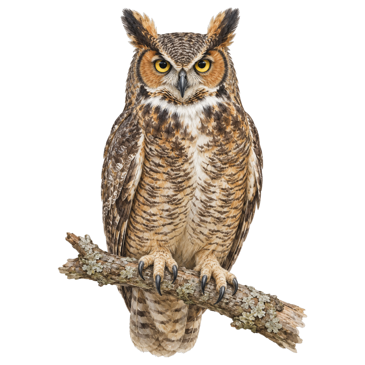Great Horned Owl Field Guide Suncatcher – design