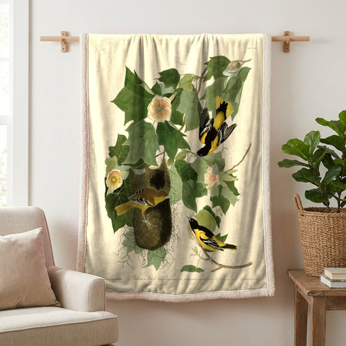 Baltimore Oriole vintage field plate sherpa blanket