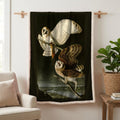 Barn Owl vintage field plate sherpa blanket