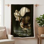 Barn Owl vintage field plate sherpa blanket
