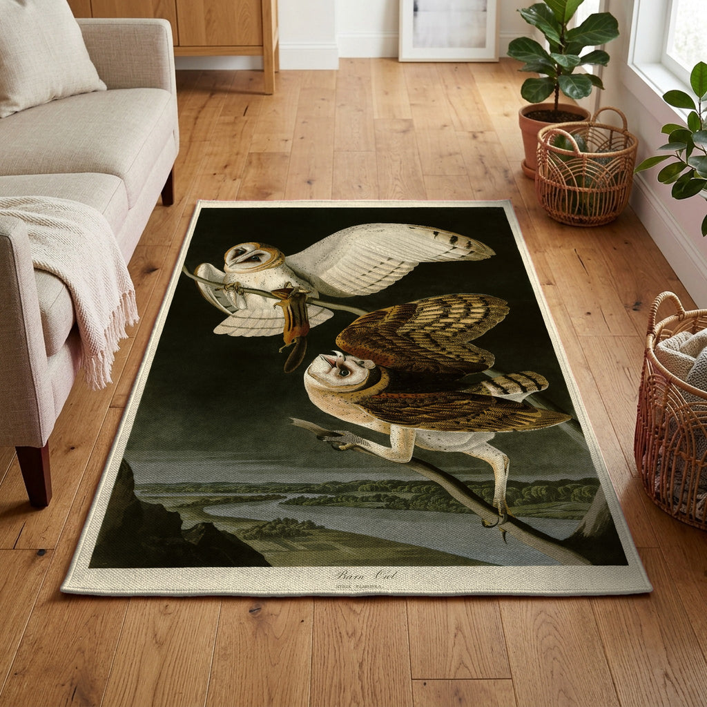 Barn Owl vintage field plate area rug
