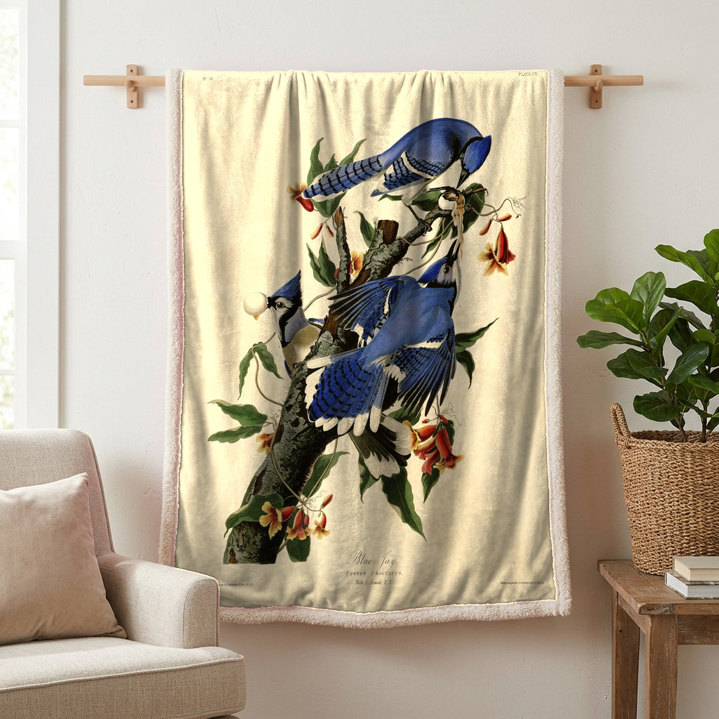 Blue Jay vintage field plate sherpa blanket
