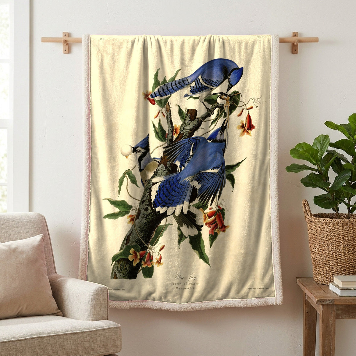 Blue Jay vintage field plate sherpa blanket