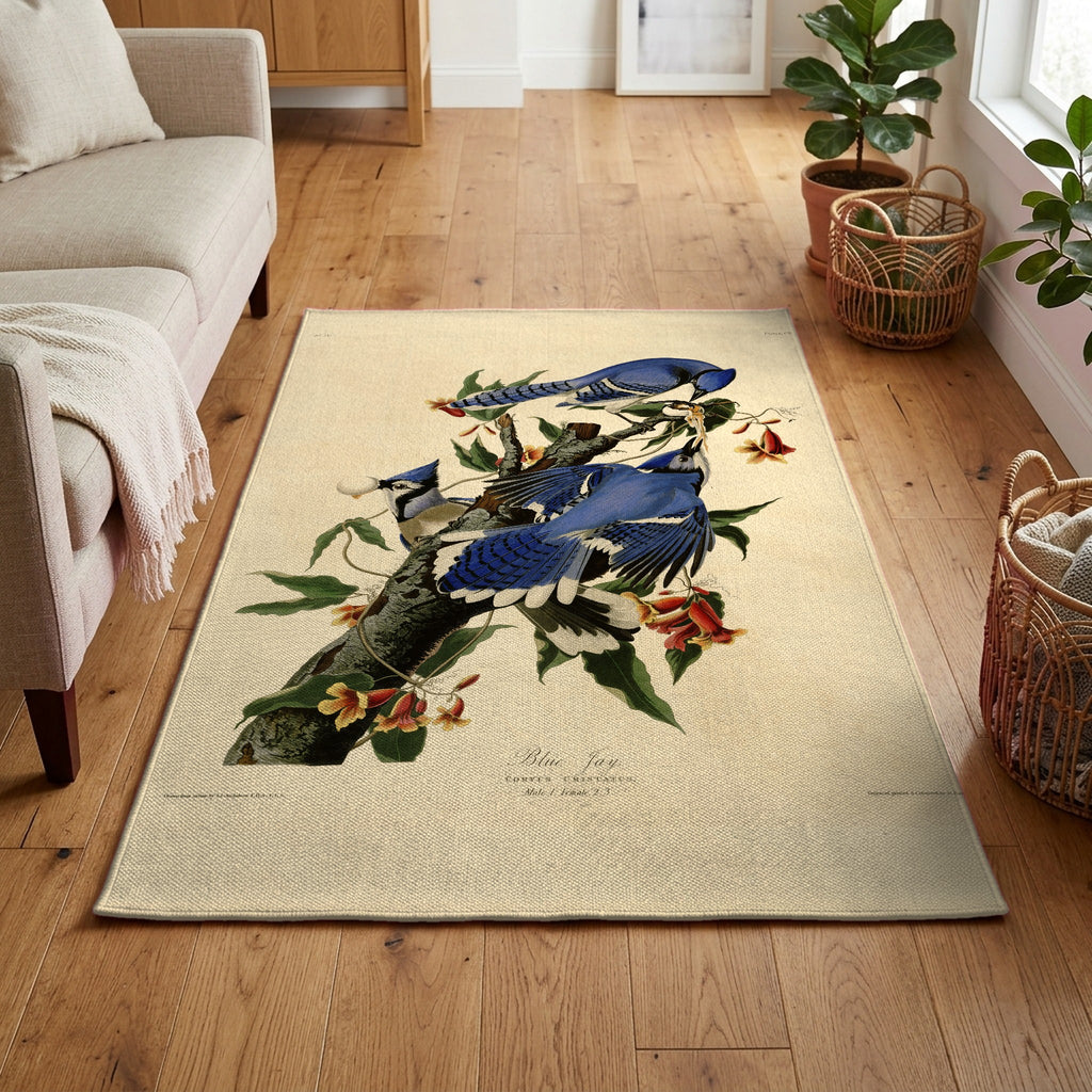 Blue Jay vintage field plate area rug