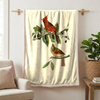 Northern Cardinal vintage field plate sherpa blanket