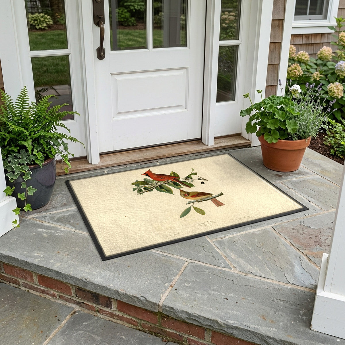 Northern Cardinal vintage field plate doormat