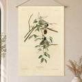 Black-capped Chickadee vintage field plate linen wall tapestry