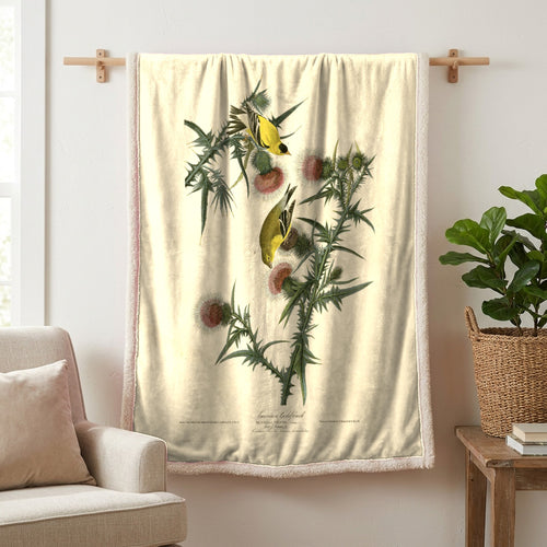 American Goldfinch vintage field plate sherpa blanket