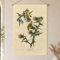 American Goldfinch vintage field plate linen wall tapestry