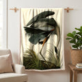 Great Blue Heron vintage field plate sherpa blanket