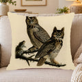 Great Horned Owl vintage field plate throw pillow cover