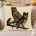 Great Horned Owl vintage field plate throw pillow cover