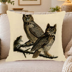 Great Horned Owl vintage field plate throw pillow cover