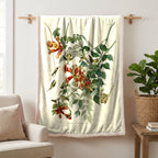 Ruby-throated Hummingbird vintage field plate sherpa blanket