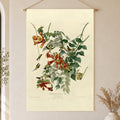 Ruby-throated Hummingbird vintage field plate linen wall tapestry