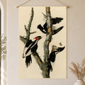 Ivory-billed Woodpecker vintage field plate linen wall tapestry