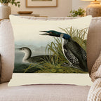 Common Loon vintage field plate throw pillow cover