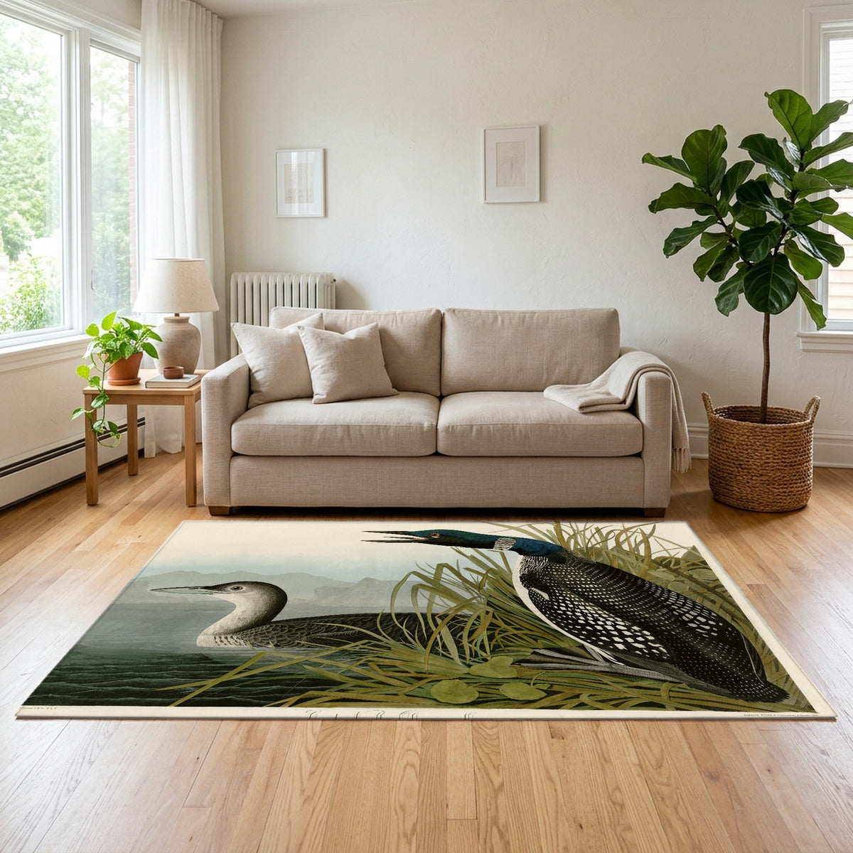 Common Loon vintage field plate area rug
