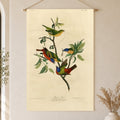 Painted Bunting vintage field plate linen wall tapestry