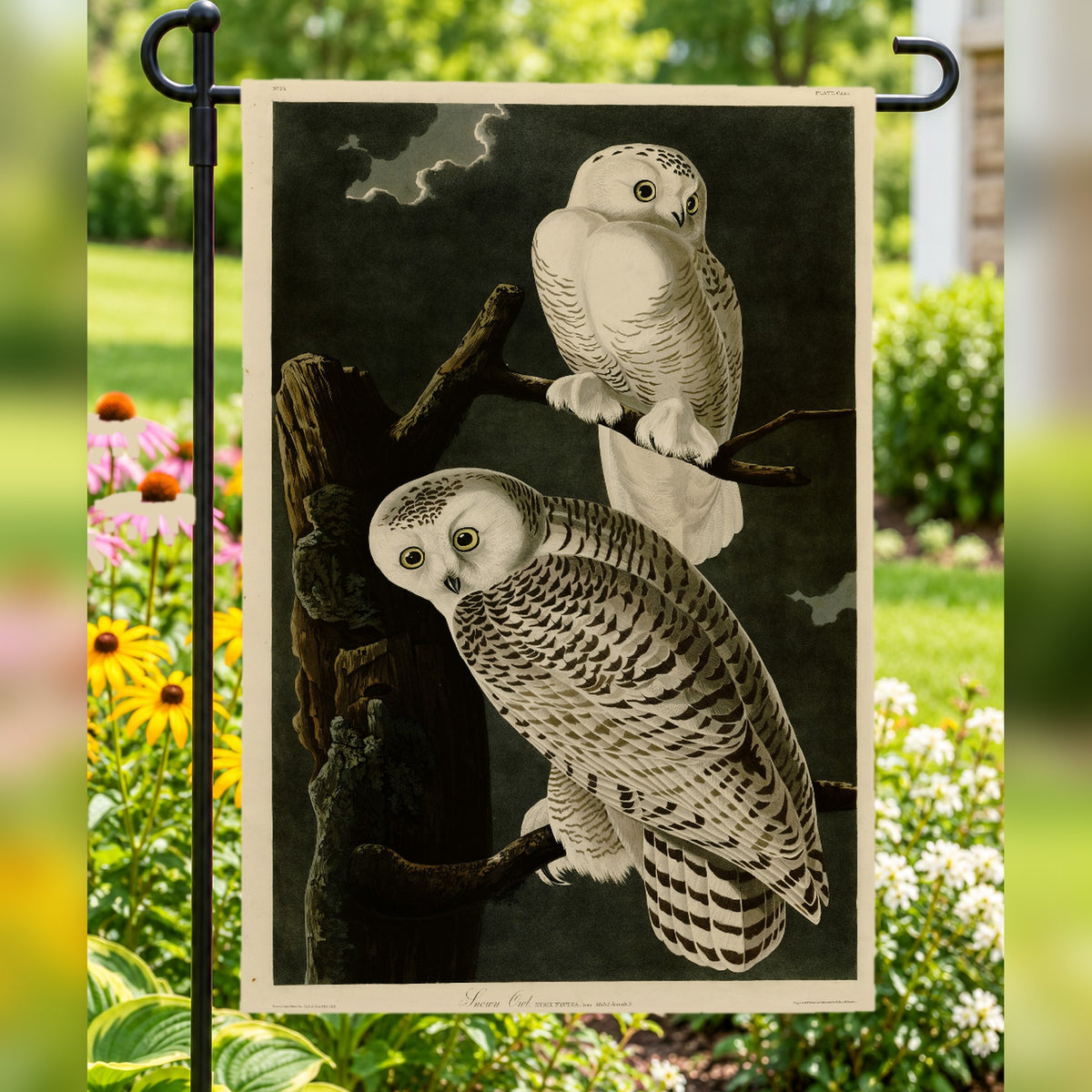 Snowy Owl vintage field plate garden & house flag