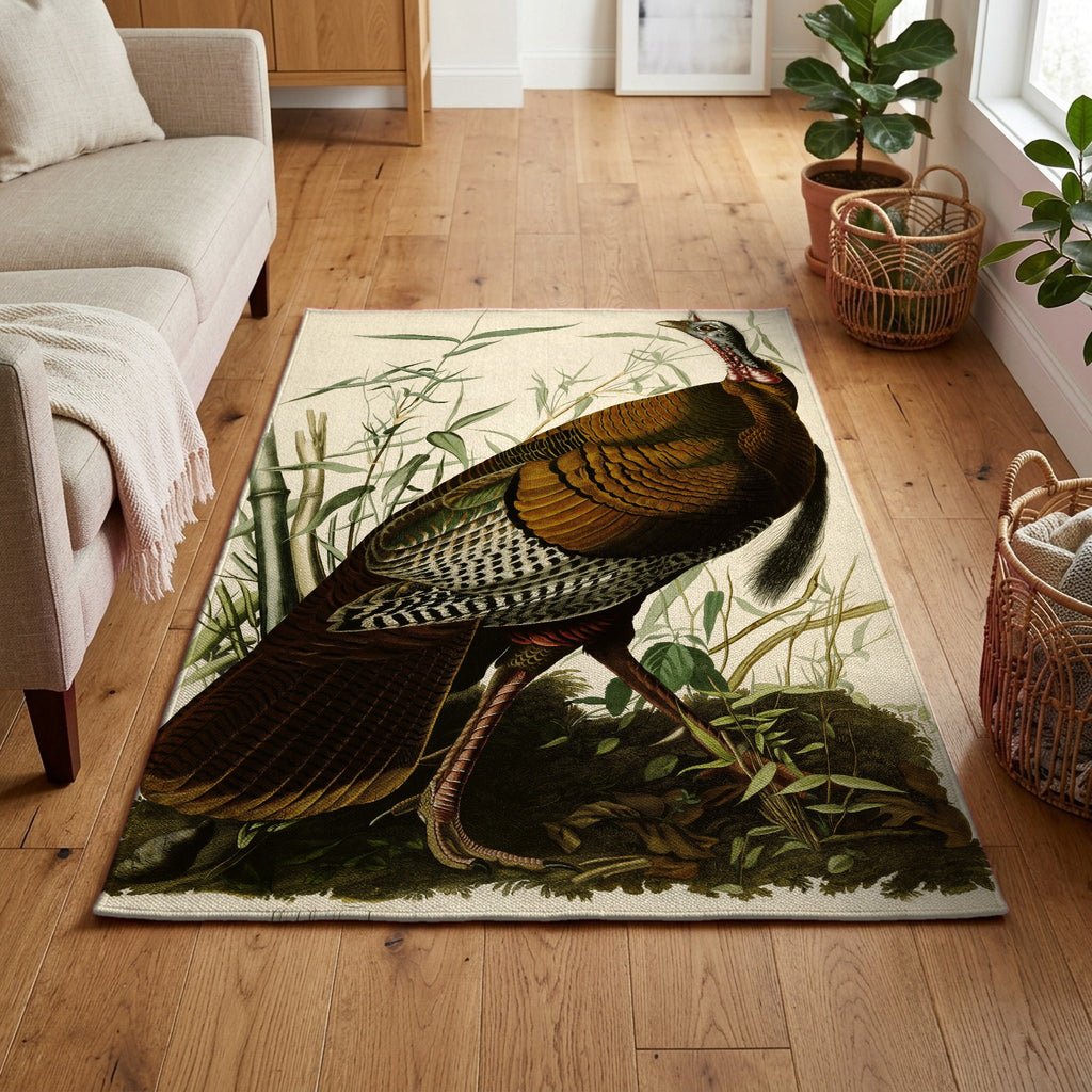 Wild Turkey vintage field plate area rug