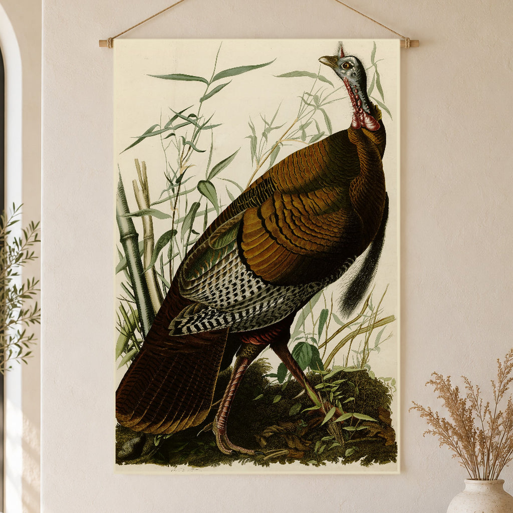 Wild Turkey vintage field plate linen wall tapestry