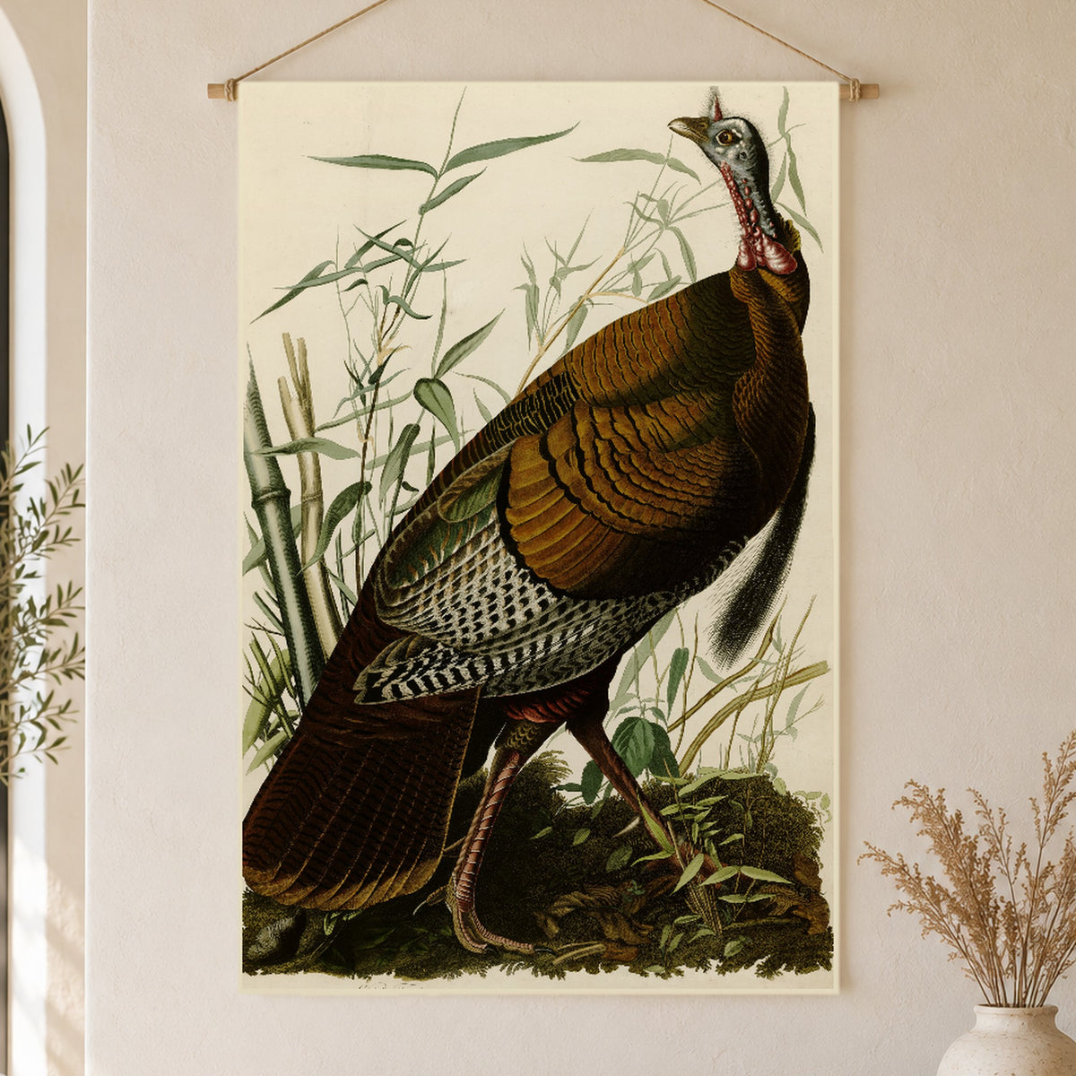 Wild Turkey vintage field plate linen wall tapestry