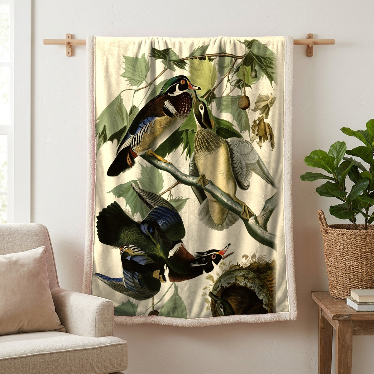 Wood Duck vintage field plate sherpa blanket