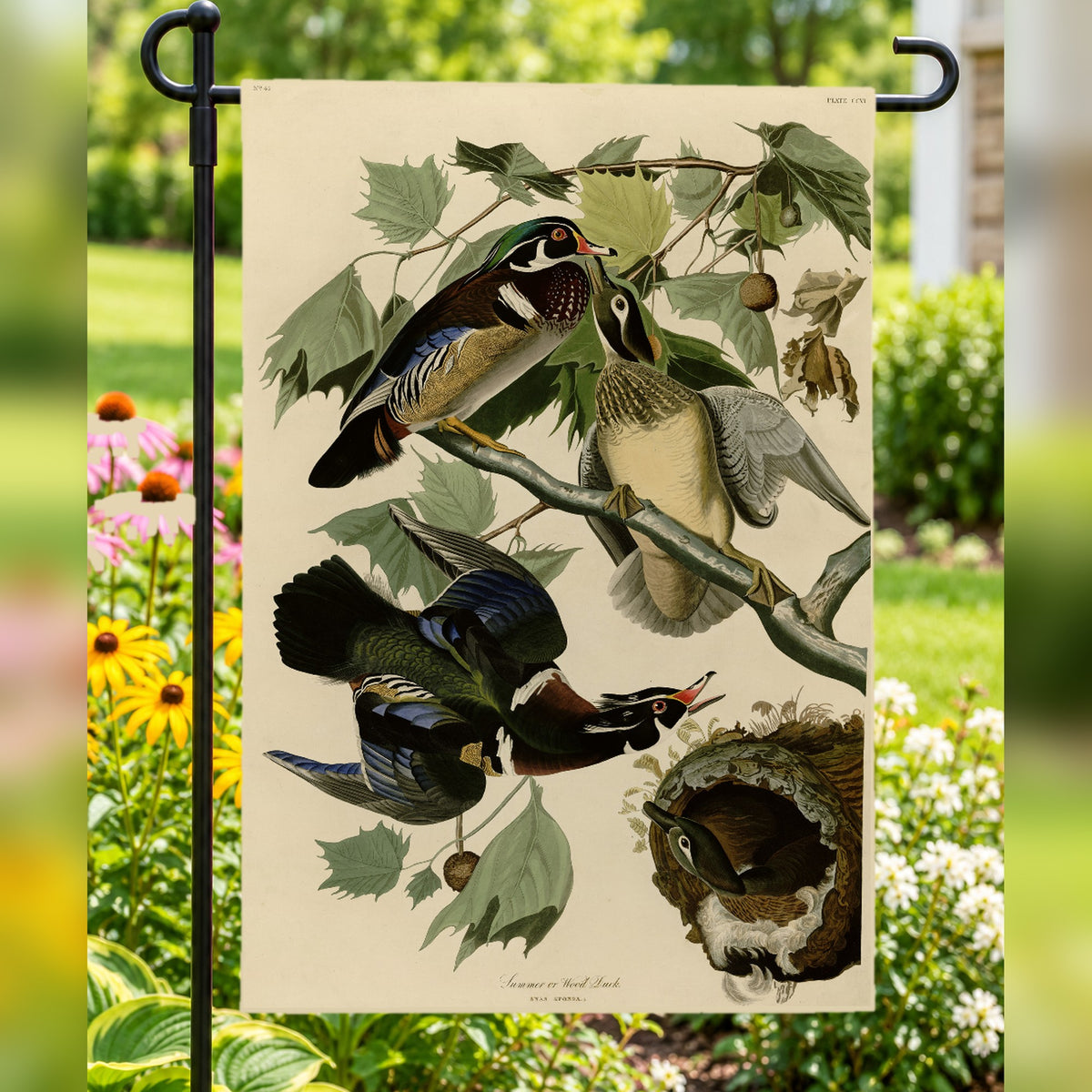 Wood Duck vintage field plate garden & house flag