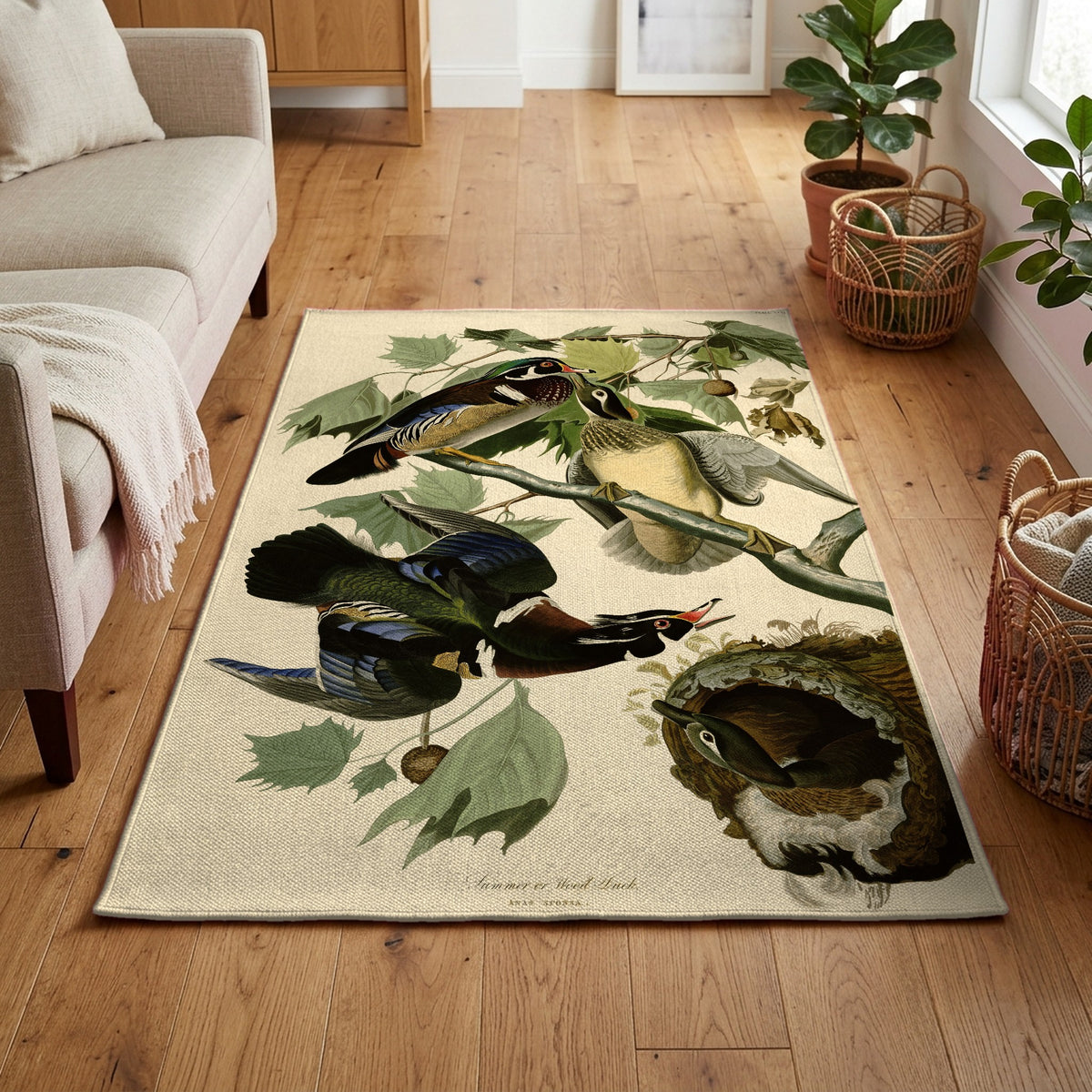 Wood Duck vintage field plate area rug