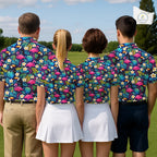 Golf Polo Shirt Flamingo Floral Pattern, Colorful Tropical Leaves Custom Team Golf Shirt